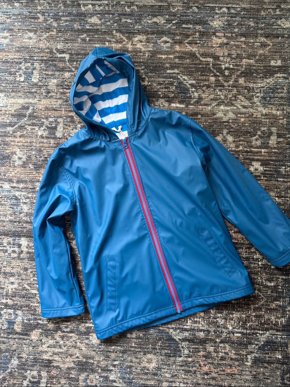 NWT Hatley Kids Zip-Up Splash Jacket | Blue with Red Zipper